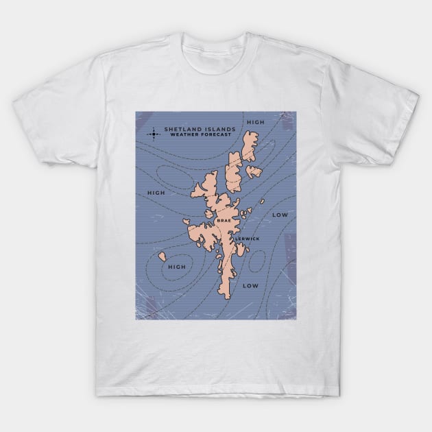 Shetland Islands Weather Forecast T-Shirt by nickemporium1